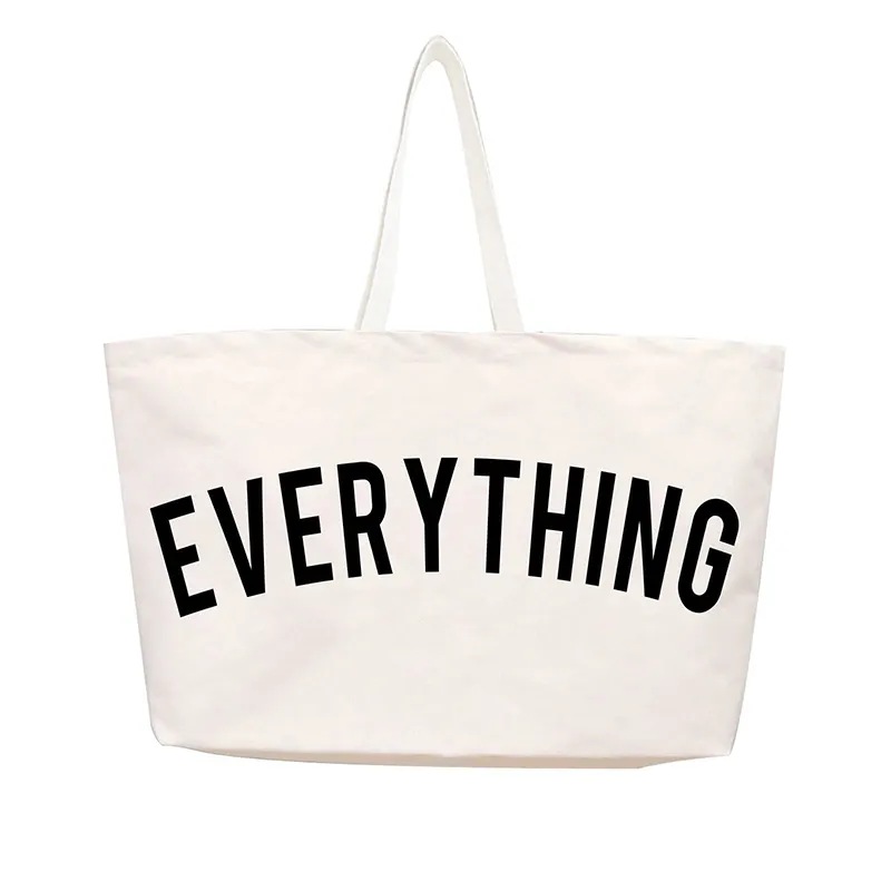 Custom-printed Logo, All Oversized 12-ounce Cotton Beach Grocery Boat Bag, Oversized Plain Canvas Tote Bag with Zipper Pocket
