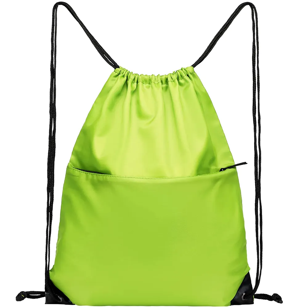 Large-Capacity Drawstring Zipper Backpacks Waterproof Grocery Storage Bags and Green Nylon Drawstring Bags